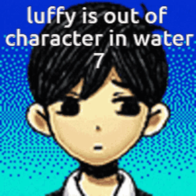 a cartoon of luffy is out of character in water