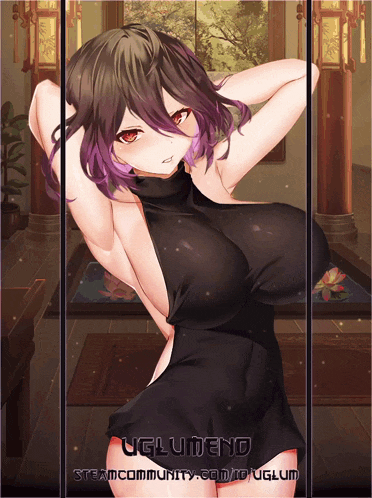 a picture of a girl with huge breasts and the words uglumeno steam community.com/id/uglum