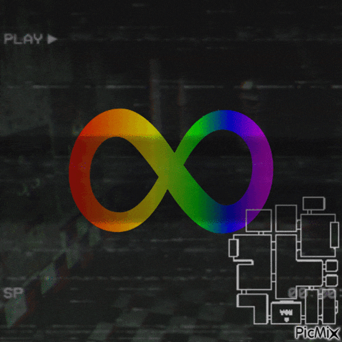 a rainbow colored infinity symbol is on a black screen
