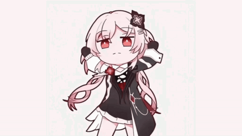 a drawing of a little girl with pink hair