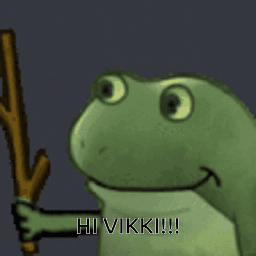 Weird Frog With Stick Hi Vikki GIF - Weird Frog With Stick Hi Vikki Frog GIFs