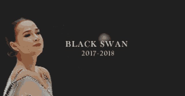 a woman in a white and silver dress with the words black swan 2017-2018 on the bottom