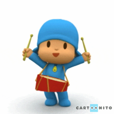 pocoyo from cartoonito is holding a drum and sticks