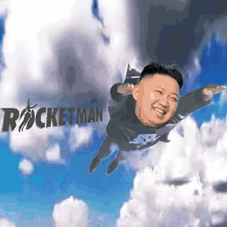 a man is flying through the air with the word rocketman on the bottom