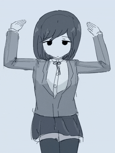 a black and white drawing of a girl in a suit and tie