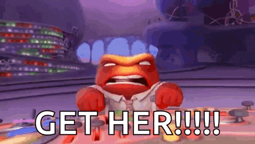 a cartoon character from inside out says get her