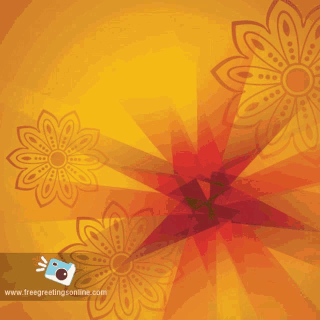 a happy diwali greeting card with flowers and lamps