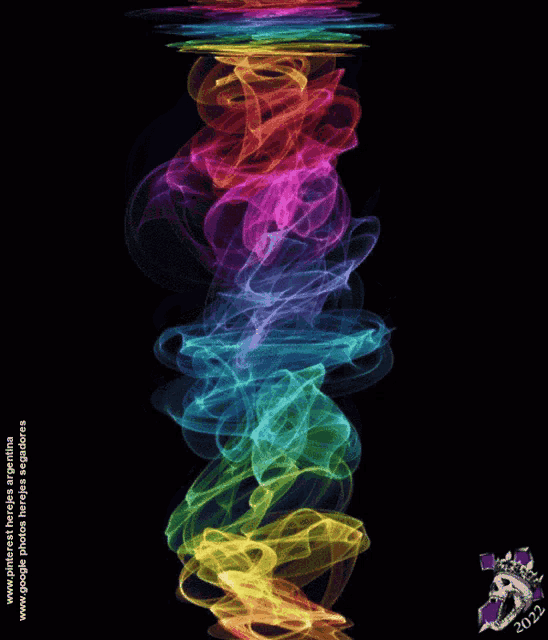 a black background with a rainbow colored smoke coming out of the top