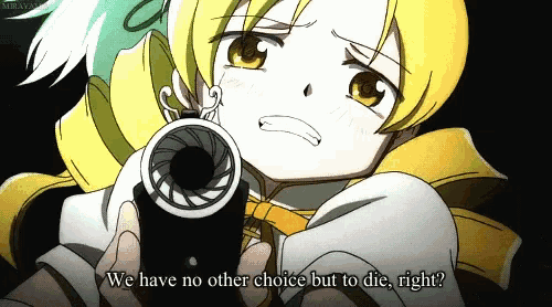 a girl holding a camera with the words " we have no other choice but to die right " below her