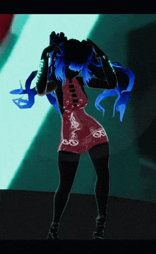 a silhouette of a woman in a red dress