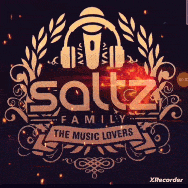 a logo for saltz family the music lovers with headphones