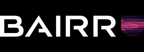 a black background with white letters that say bairr