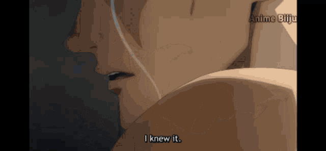 a close up of a man 's face with the words " i knew it " on the bottom right