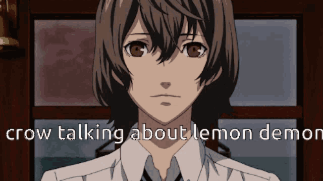 a crow talking about lemon demon with a picture of a person