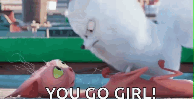 a dog and a cat from the secret life of pets are playing with each other .