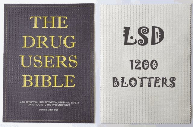 a book called the drug users bible sits next to a book called lsd