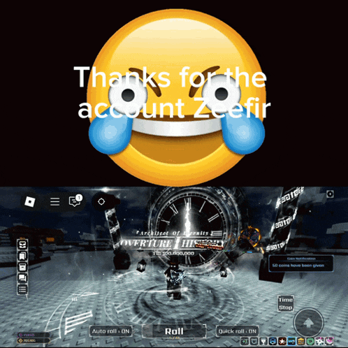 a smiley face with tears coming out of its eyes and the words thanks for the account zeefir