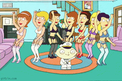 a cartoon of a man in a captain 's hat surrounded by women in underwear