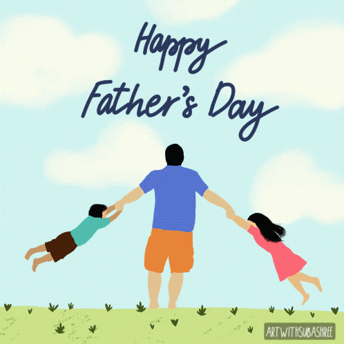 a happy father 's day greeting card with a father and two children