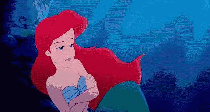 a pixel art of ariel from the little mermaid looking sad