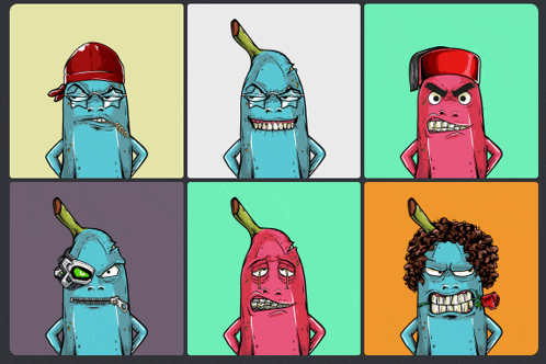a bunch of cartoon characters with different faces on them