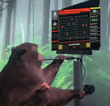 a monkey is playing a game on a screen that says last byte