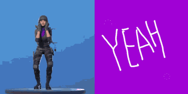 a purple and blue background with the word yeah on it