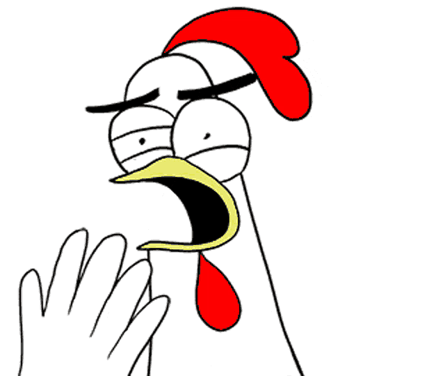 a cartoon of a chicken with its mouth open