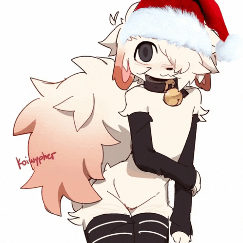a drawing of a sheep wearing a santa hat with the name koimypher written below it