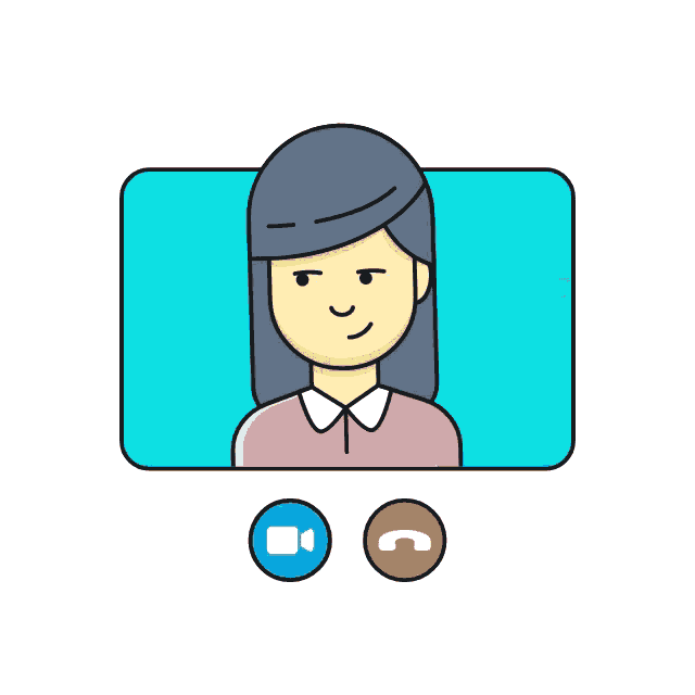 a cartoon illustration of a woman in a video call