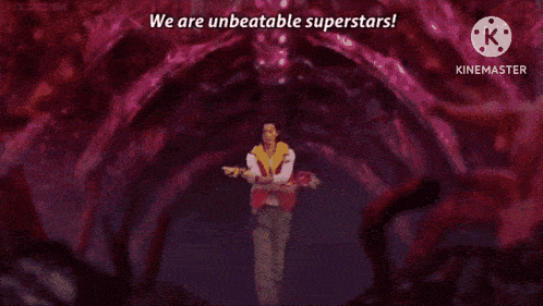 a video of a fire with the words `` we are unbeatable superstars ''