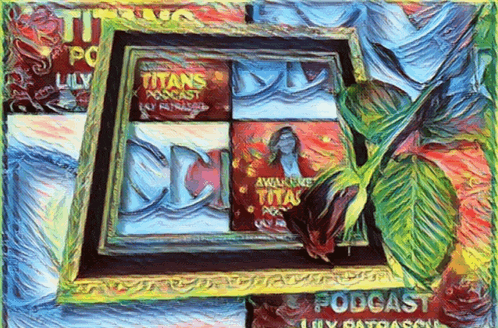 a painting of a woman with the word podcast on the bottom