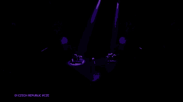 a purple statue of a man with the words 01 czech republic #cze below