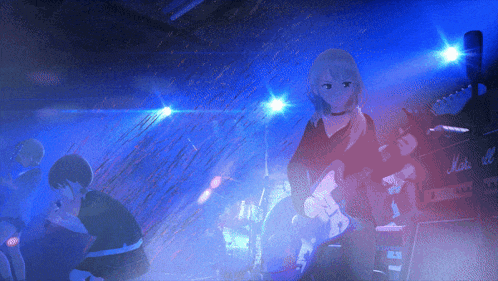 a girl playing a guitar in front of a marshall guitar amplifier