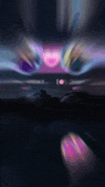 a blurry picture of a person 's face with a pink heart in the background