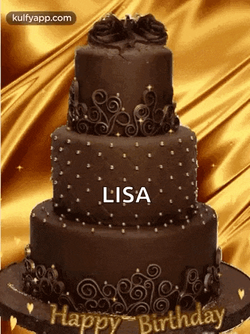 a chocolate cake with the name lisa on it