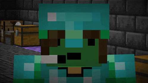 a minecraft character is wearing a blue armor with a green face