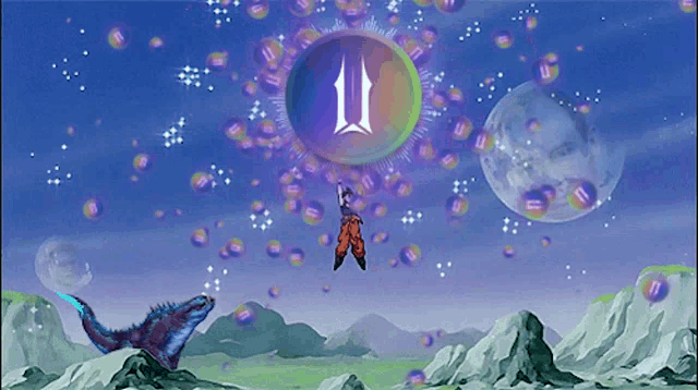 a cartoon character is flying through the air with a number 11 in the background