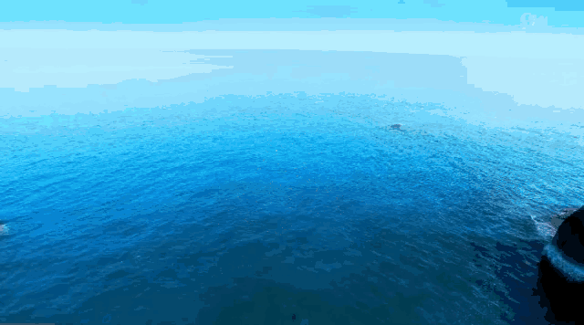 an aerial view of a large body of water with sm on the bottom