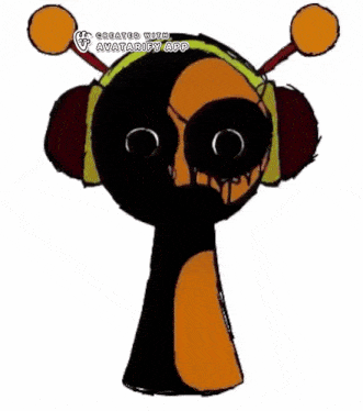 a drawing of a cartoon character with headphones and antennas is created with avatarify app