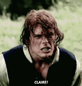 a close up of a man 's face with the words " claire " written below him