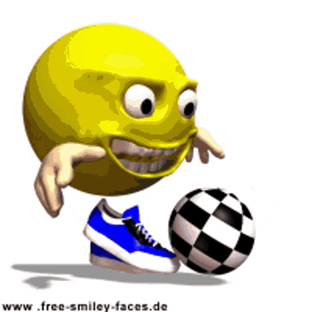a smiley face is playing with a soccer ball