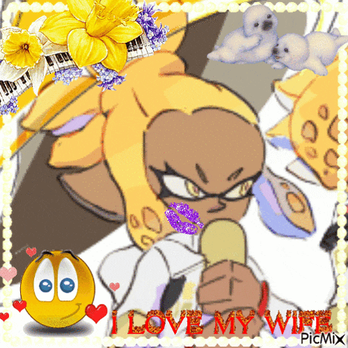 a picture of a cartoon character with the words " i love my wife " on the bottom