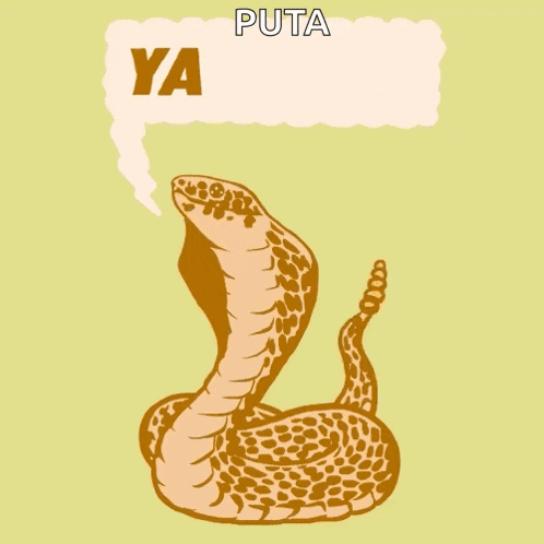 a snake with a speech bubble that says " puta yasssss "