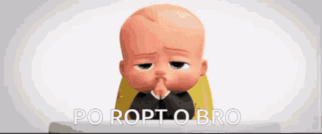 a baby from the boss baby covering his nose