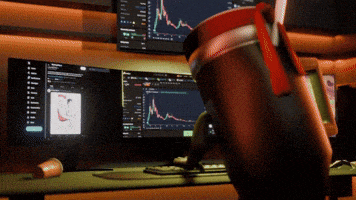 a computer monitor displays a graph of a stock price