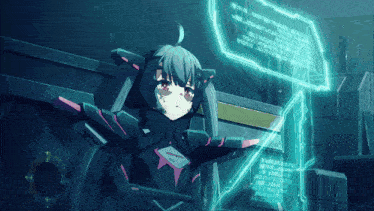 a girl in a futuristic outfit is standing in front of a screen that says ' i 'm not a robot '