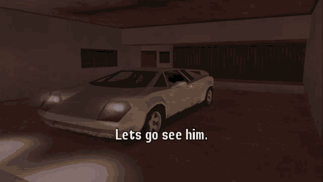 a screenshot of a video game with the words lets go see him