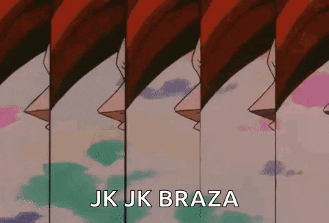 a cartoon of a person 's hands with the words `` jk jk braza '' written on it .