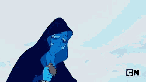 a cartoon of a person holding a giant blue hand with the cn logo in the corner